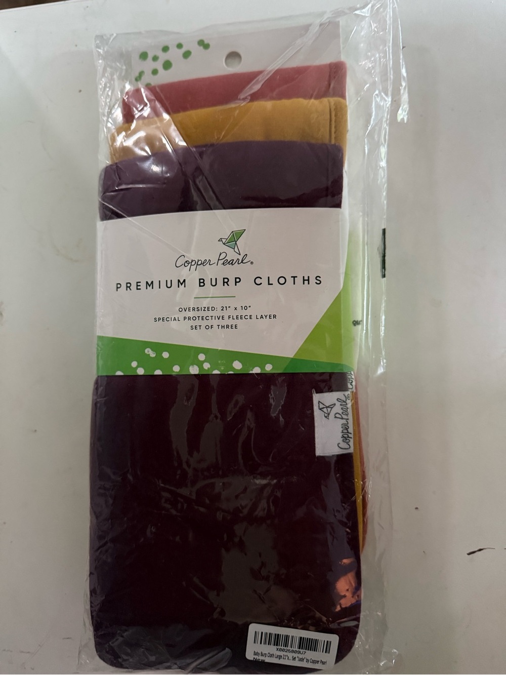 Copper Pearl Jade Premium Burp Cloths - 3 pack